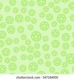 vector seamless pattern - green stars in circles on light background