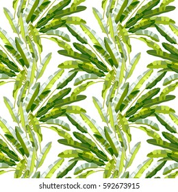 Vector seamless pattern with green tropic leafs