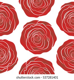 Vector seamless pattern. Greeting card with brown and red roses, watercolor, can be used as invitation card for wedding, birthday and other holiday and summer background.