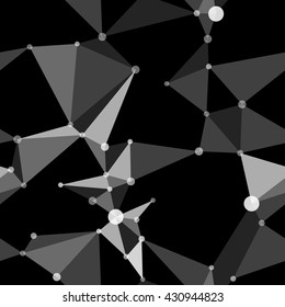 Vector seamless pattern. Grey triangles abstract ornament on black background.