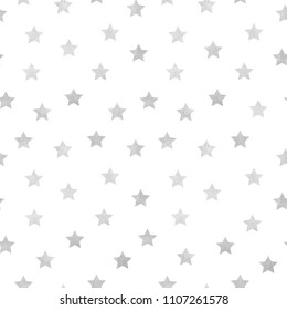 Vector seamless pattern of grey watercolor stars on a white background