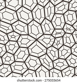 Vector seamless pattern in a grid of polygons with lines of different thickness