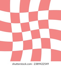 Vector seamless pattern of groovy chessboard texture isolated on pink background