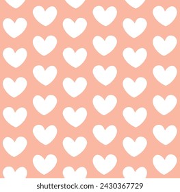 Vector seamless pattern of groovy hearts isolated on pink background
