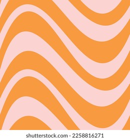 Vector seamless pattern of groovy retro stripes isolated on white background