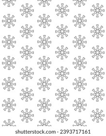 Vector seamless pattern of groovy retro cartoon snowflakes isolated on white background