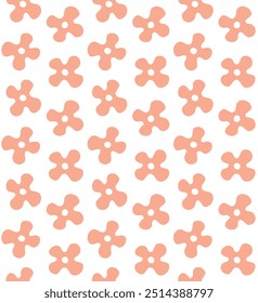 Vector sin patrón de groovy retro silueta de flores de dibujos animados aislado sobre fondo blanco