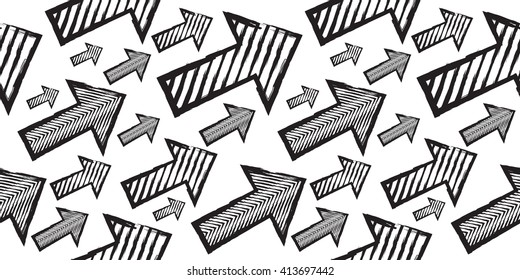 Vector seamless pattern with grunge arrows.