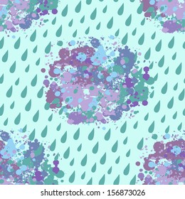 vector seamless pattern grunge clouds and rain