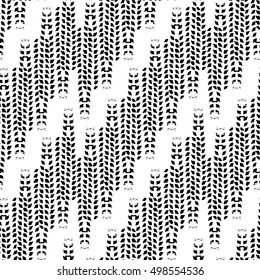 Vector seamless pattern of grunge hatching. Doodle brush line pattern. Black and white drawing of hand drawn elements