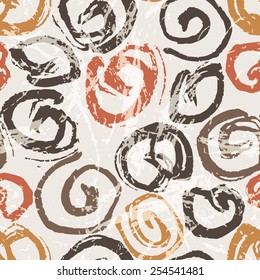 Vector seamless pattern of grungy curls drawn with a brush and ink