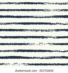 Vector seamless pattern. Grungy sketch illustration. Nautical sea background. Rough dark stripes on white background.