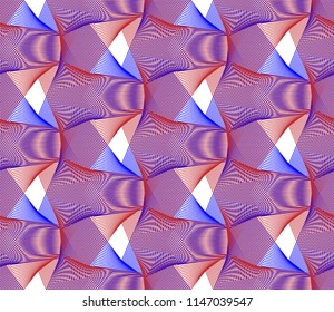 Vector seamless pattern in guilloche style. Color background with triangles and optical blending