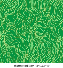 Vector seamless pattern of hair or algae