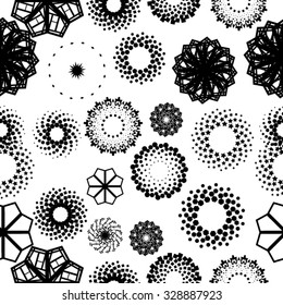 Vector Seamless Pattern . Halftone Dots and Spirals