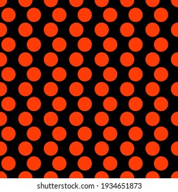 Vector seamless pattern with halftone red circles arrangement. Repeating minimalistic geometric texture. Abstract monochrome background design.