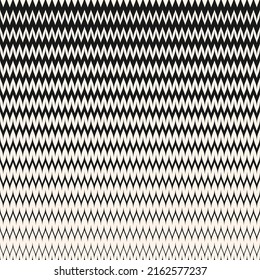 Vector seamless pattern with halftone zigzag stripes. Abstract geometric background with wavy horizontal zig zag lines. Black and white chevron texture. Modern pattern with gradient transition effect