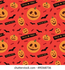 Vector seamless pattern with Halloween attributes