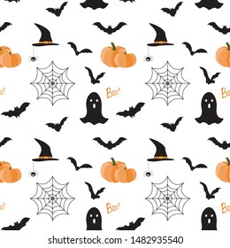 Vector seamless pattern with Halloween. Seamless background for textiles, fabrics, covers, wallpapers, print, gift wrapping and scrapbooking.