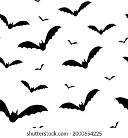 Vector seamless pattern for Halloween black bat is suitable for printing on fabric, website design, advertising brochures
