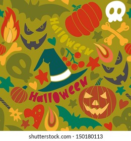 Vector seamless pattern "Halloween". Seamless pattern can be used for wallpaper, pattern fills, web page background,surface textures.