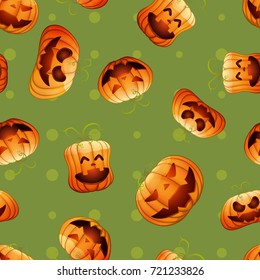 vector seamless pattern for Halloween with cartoon pumpkins