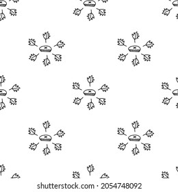Vector seamless pattern for Halloween day with black line on transparent hand drawn background.Scary,horror doodle style print.Design for packaging,textiles,fabric,backdrop,wallpaper,scrapbook paper.