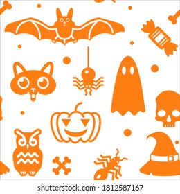 Vector seamless pattern of halloween elements
