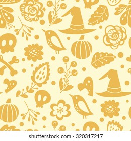 Vector seamless pattern of Halloween elements.
