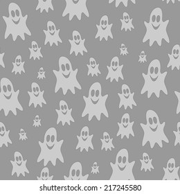 vector seamless pattern of halloween ghost on orange background
