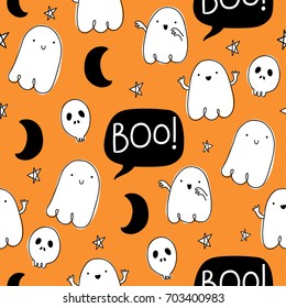 Vector seamless pattern for Halloween with ghosts