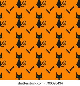 Vector seamless pattern for halloween party  in orange and violet colors. Endless texture can be used for wallpaper, fills, web page,background,surface