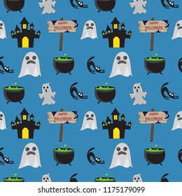 Vector seamless pattern for Halloween. Halloween patterns can be used for scrapbook, paper, textile print, cover. Vector collection of Halloween celebration pattern and spooky party