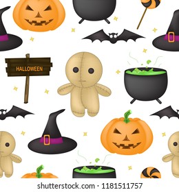 Vector seamless pattern for Halloween. Halloween patterns can be used for scrapbook, paper, textile print, cover. Vector collection of Halloween celebration pattern and spooky party