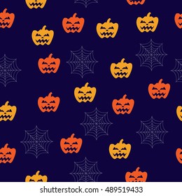 Vector seamless pattern for Halloween with pumpkin