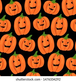 vector seamless pattern for Halloween: pumpkins . Hand-drawn flat illustration