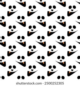 Vector seamless pattern for Halloween. Smiling ghost in doodle stile. Isolated on a white background. Texture for decoration, wrapping paper, banner, scrapbooking, fabrics.