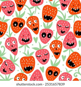 Vector seamless pattern for Halloween Strawberry monsters