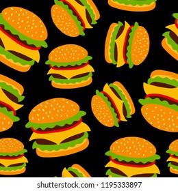 Vector seamless pattern with hamburger. Can be used for textile, website background, book cover, packaging.