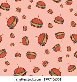Vector seamless pattern with hamburgers.