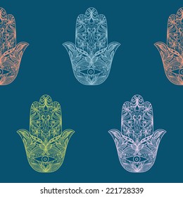 Vector seamless pattern with hamsa