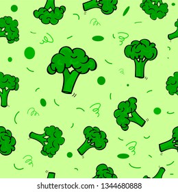 vector seamless pattern hand draw sketch, three brocoli for wrapping paper, background, curtain, etc
