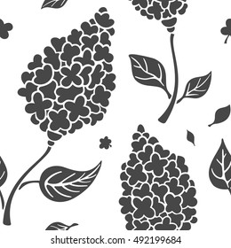 Vector seamless pattern with hand draw lilac branch