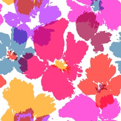 Vector Seamless Pattern With Hand Drawing Wild Flowers, Colorful Botanical Illustration, Floral Elements, Hand Drawn Repeatable Background. Artistic Backdrop.