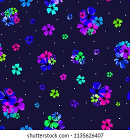 Vector seamless pattern with hand drawing wild flowers, colorful botanical illustration, floral elements, hand drawn repeatable background. Artistic backdrop.