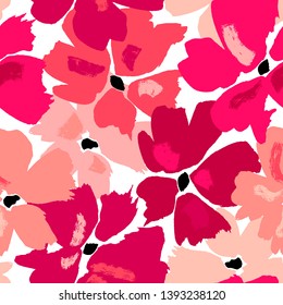 Vector seamless pattern with hand drawing wild flowers, colorful botanical illustration, floral elements, hand drawn repeatable background. Artistic backdrop.