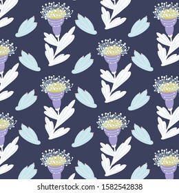 Vector seamless pattern with hand drawing exotic flowers ,colorful botanical illustration.Hand drawn repeatable background for fabric and prints,bedding;textile;scrapbooking;wallpaper