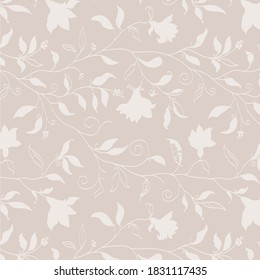 Vector seamless pattern with hand drawing wild flowers, colorful botanical illustration, floral elements, hand drawn repeatable background. Artistic backdrop.