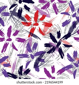 Vector seamless pattern with hand drawing wild flowers, colorful botanical illustration, floral elements, hand drawn repeatable background. Vector illustration.