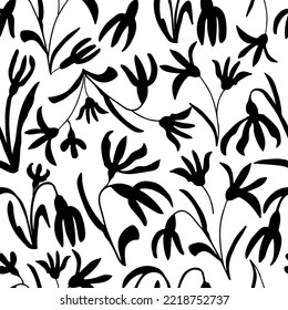 Patrón vectorial sin fisuras con flores silvestres dibujadas a mano, ilustración botánica, elementos florales, fondo repetible dibujado a mano. 
Fondo floral romántico.